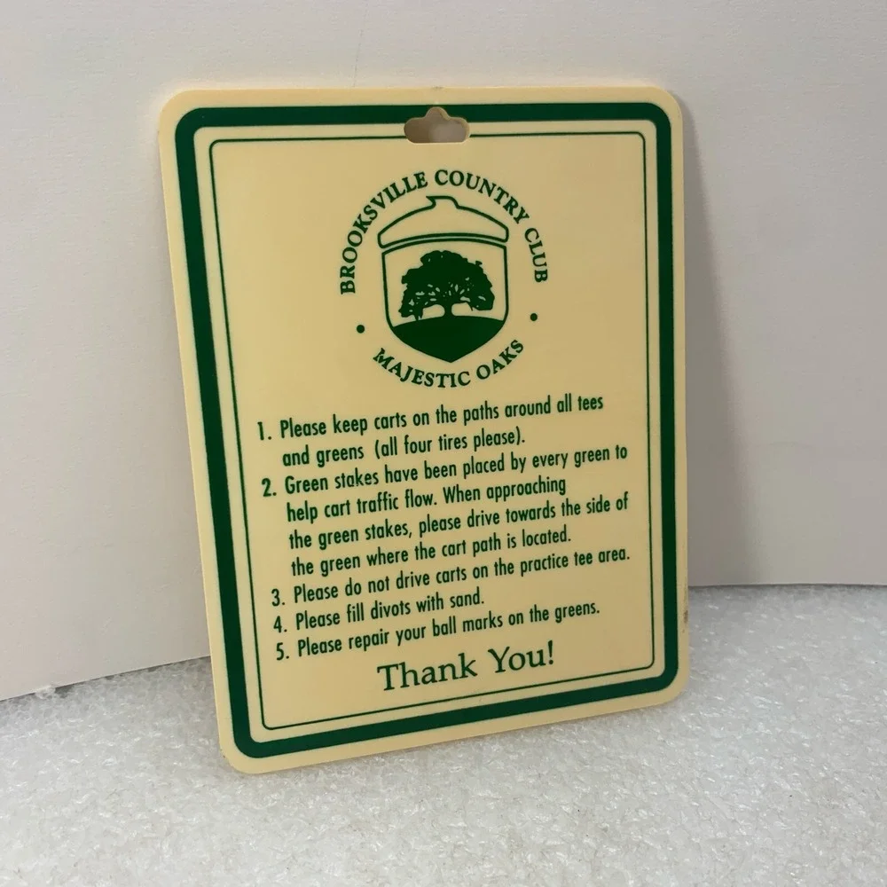 Brooksville Country Club Golf Bag Luggage Tag Majestic Oaks Florida PGA, Vintage
